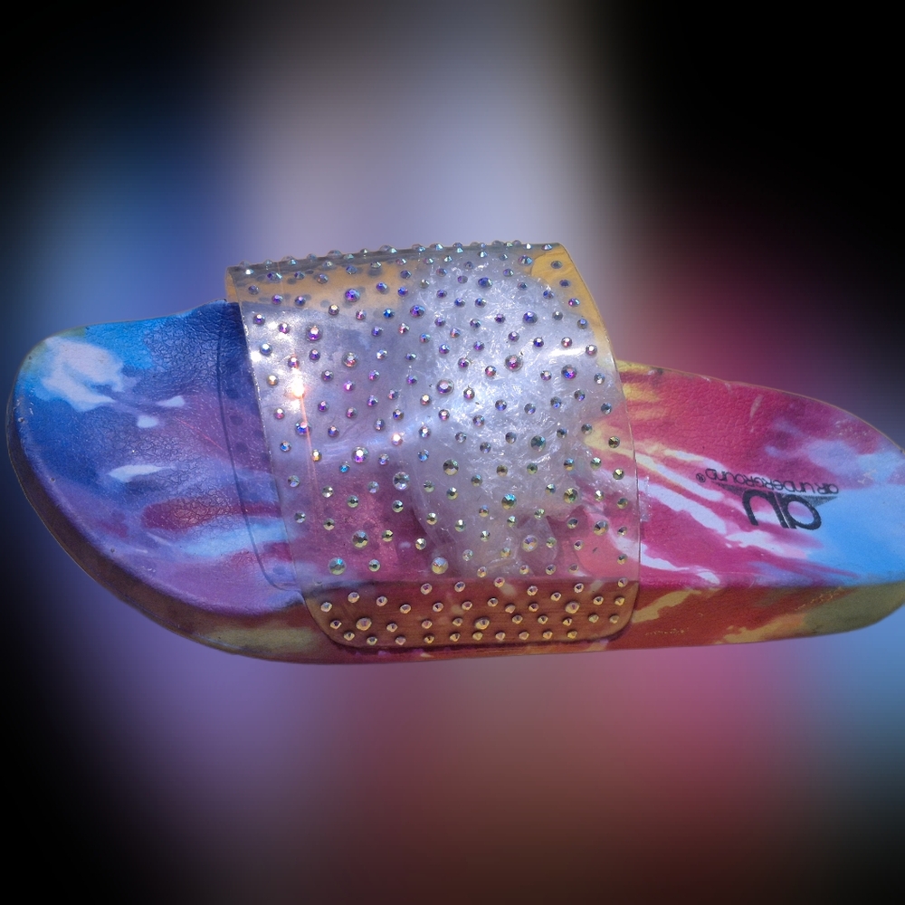 Colorful Slide Sandals with Rhinestones